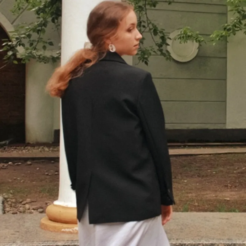 Amy Fashion - Elegant Black Single-breasted Women Blazer