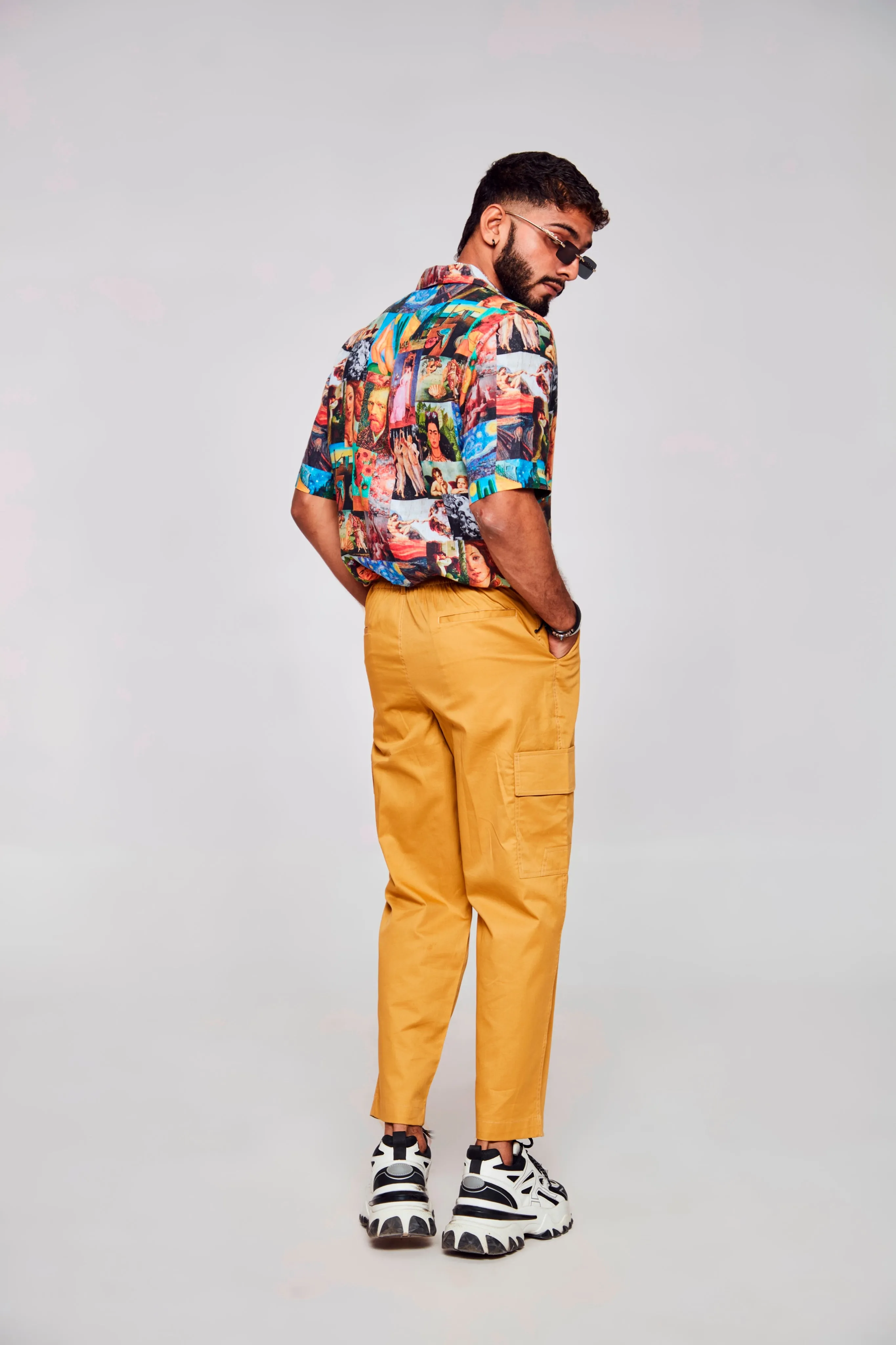 Artistic Collage Printed Exquisite Fusion of Stories - Pure Linen Shirt