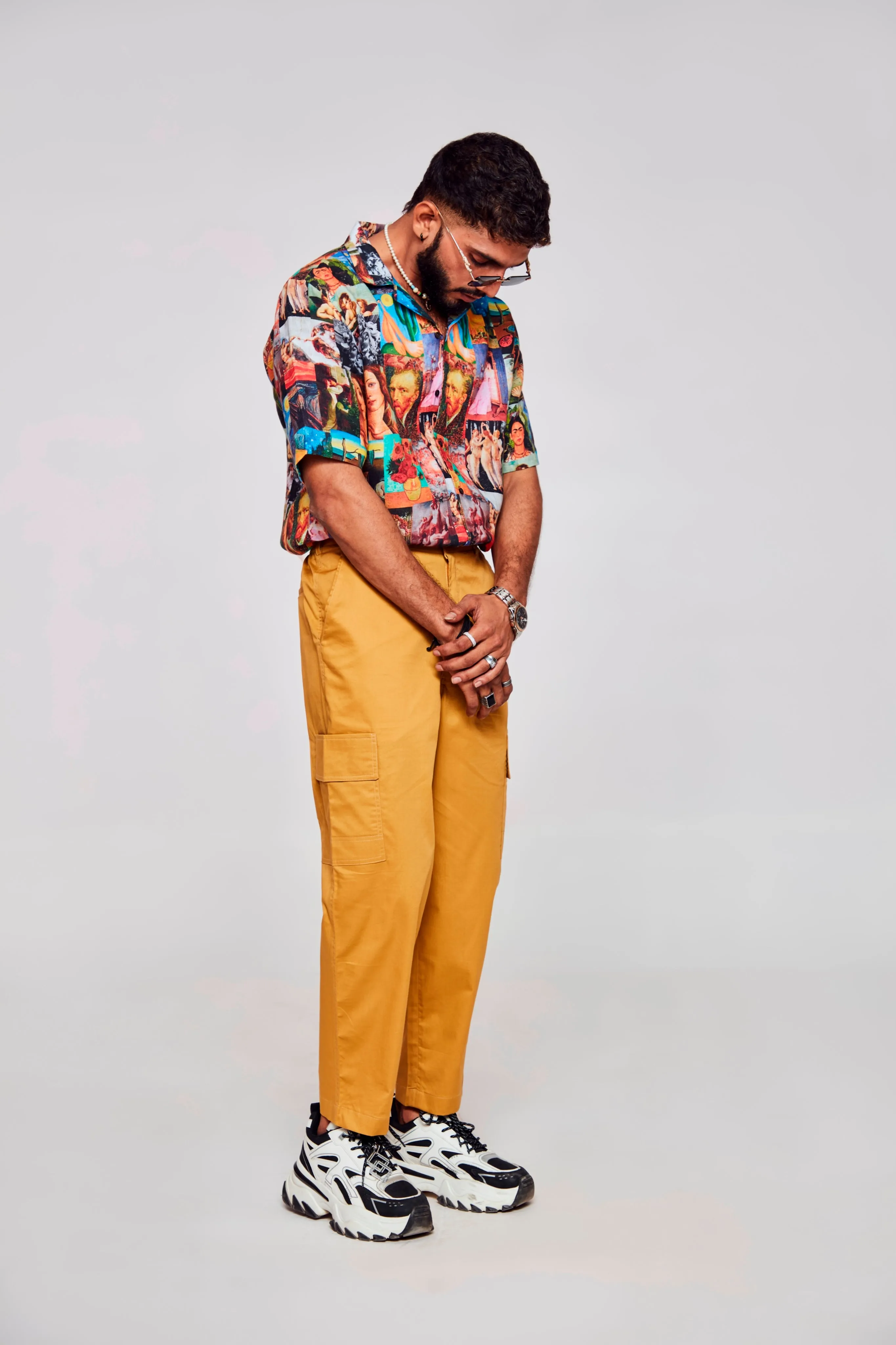 Artistic Collage Printed Exquisite Fusion of Stories - Pure Linen Shirt