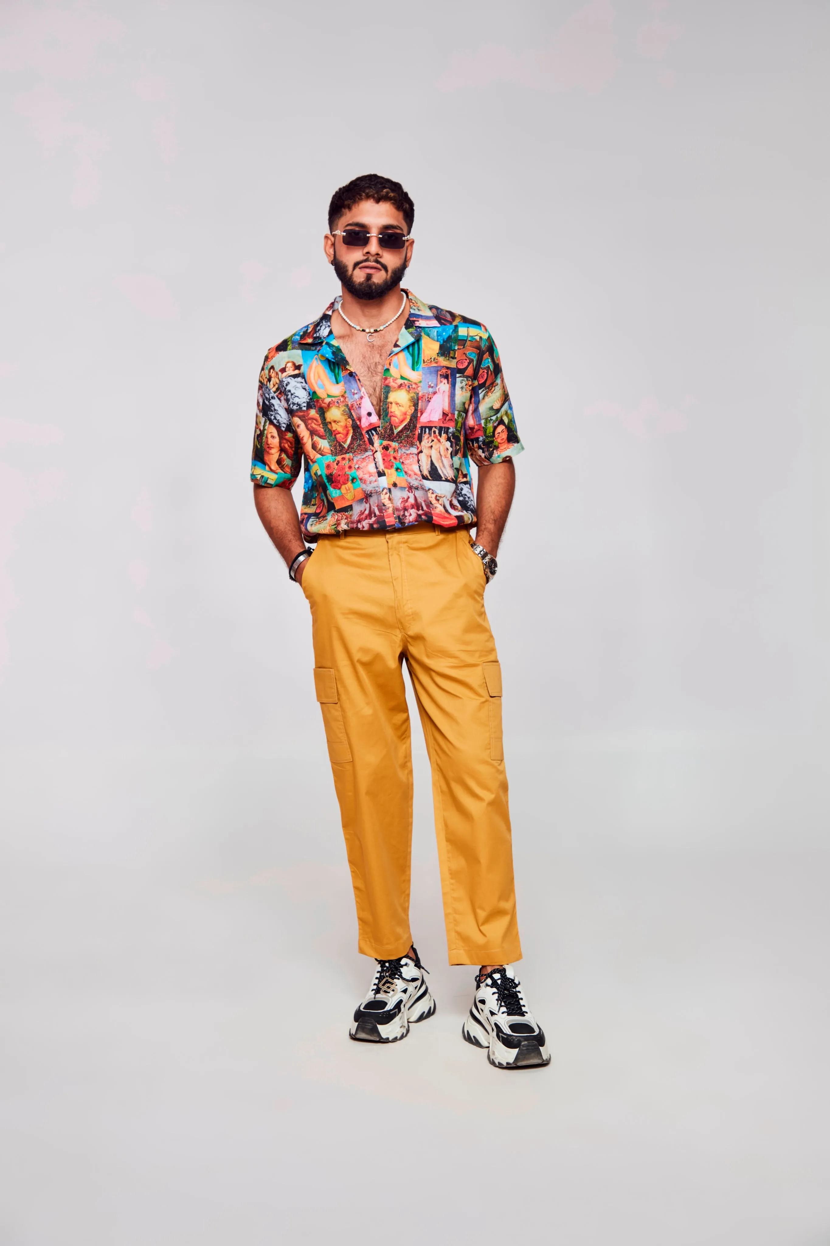 Artistic Collage Printed Exquisite Fusion of Stories - Pure Linen Shirt