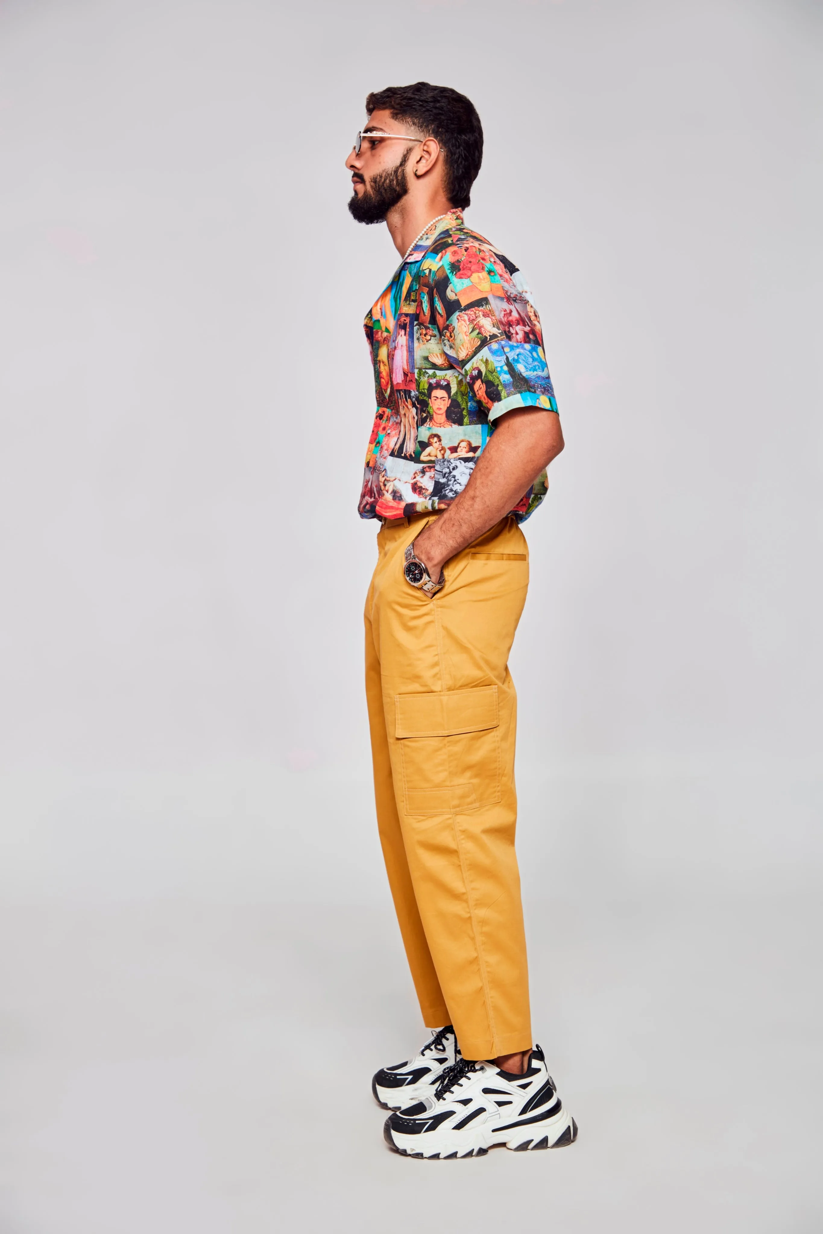 Artistic Collage Printed Exquisite Fusion of Stories - Pure Linen Shirt