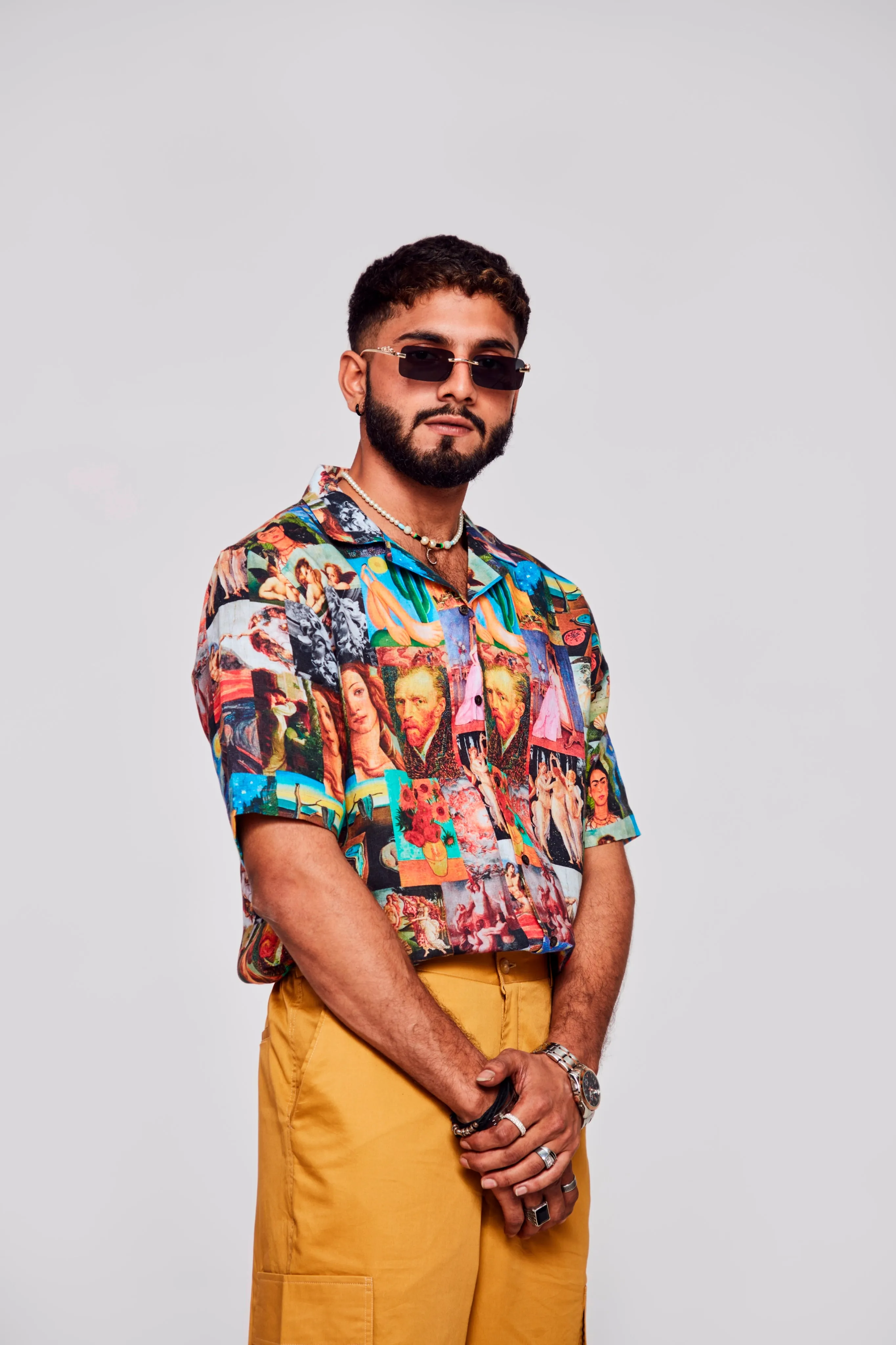 Artistic Collage Printed Exquisite Fusion of Stories - Pure Linen Shirt