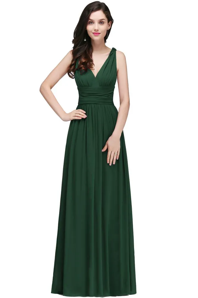 Chiffon V-Neck Floor-length A-line Formal Dresses