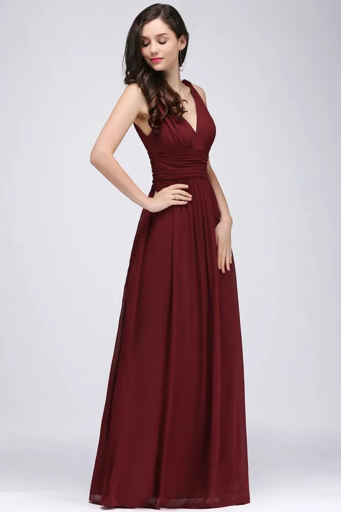 Chiffon V-Neck Floor-length A-line Formal Dresses