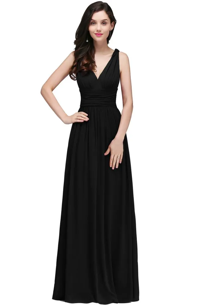 Chiffon V-Neck Floor-length A-line Formal Dresses