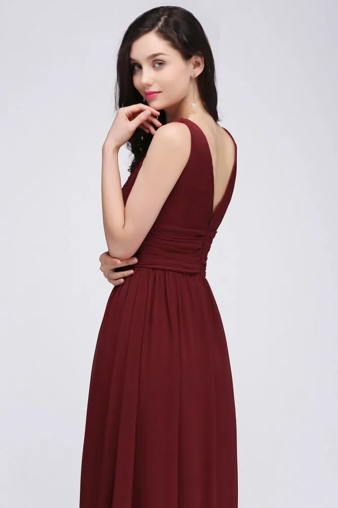 Chiffon V-Neck Floor-length A-line Formal Dresses