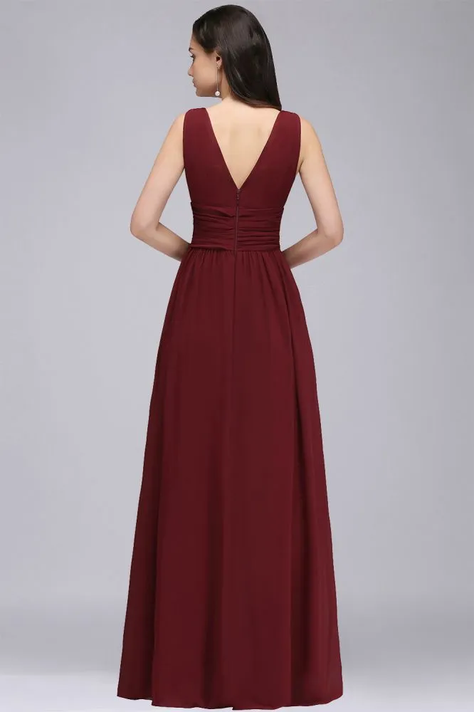 Chiffon V-Neck Floor-length A-line Formal Dresses