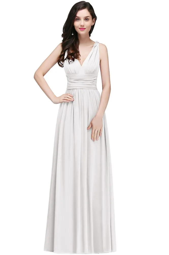 Chiffon V-Neck Floor-length A-line Formal Dresses