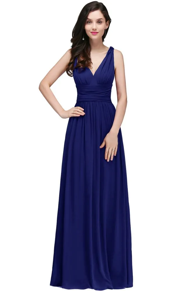 Chiffon V-Neck Floor-length A-line Formal Dresses