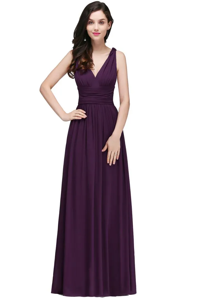 Chiffon V-Neck Floor-length A-line Formal Dresses