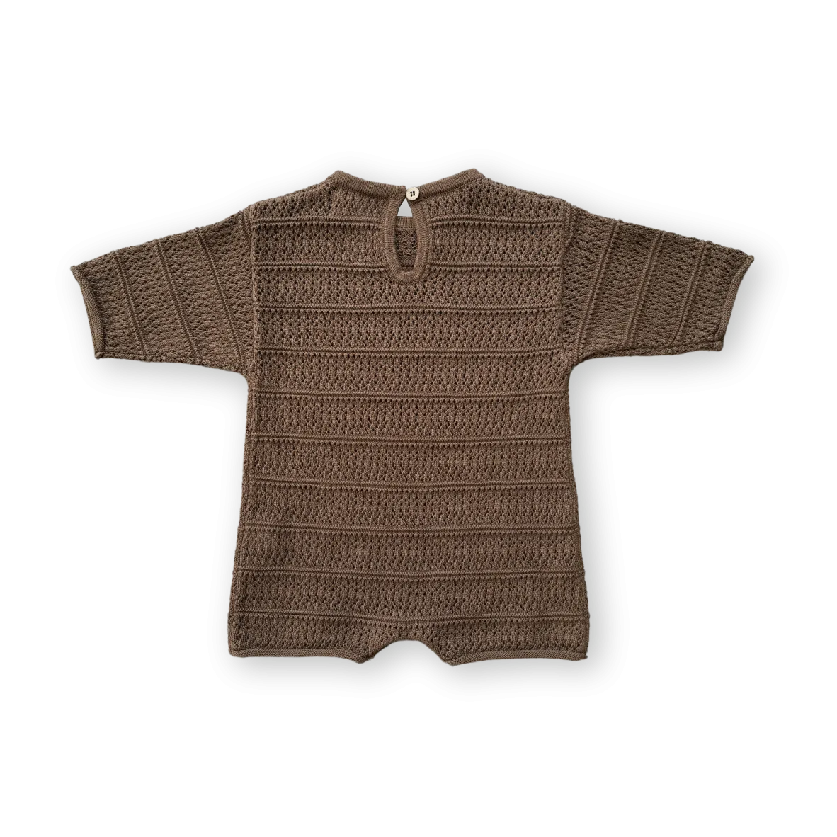 Grown Knitted Pointelle Playsuit - Cafe