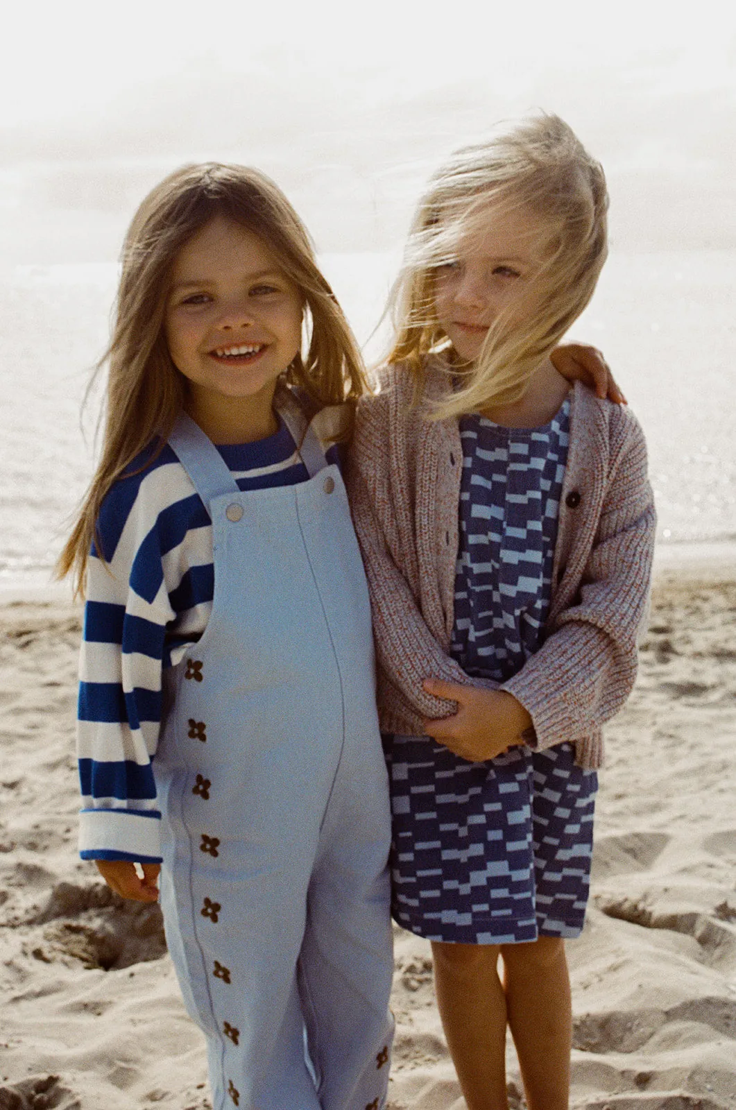 Grown Organic Embroidery Posy Overalls - Ice Blue