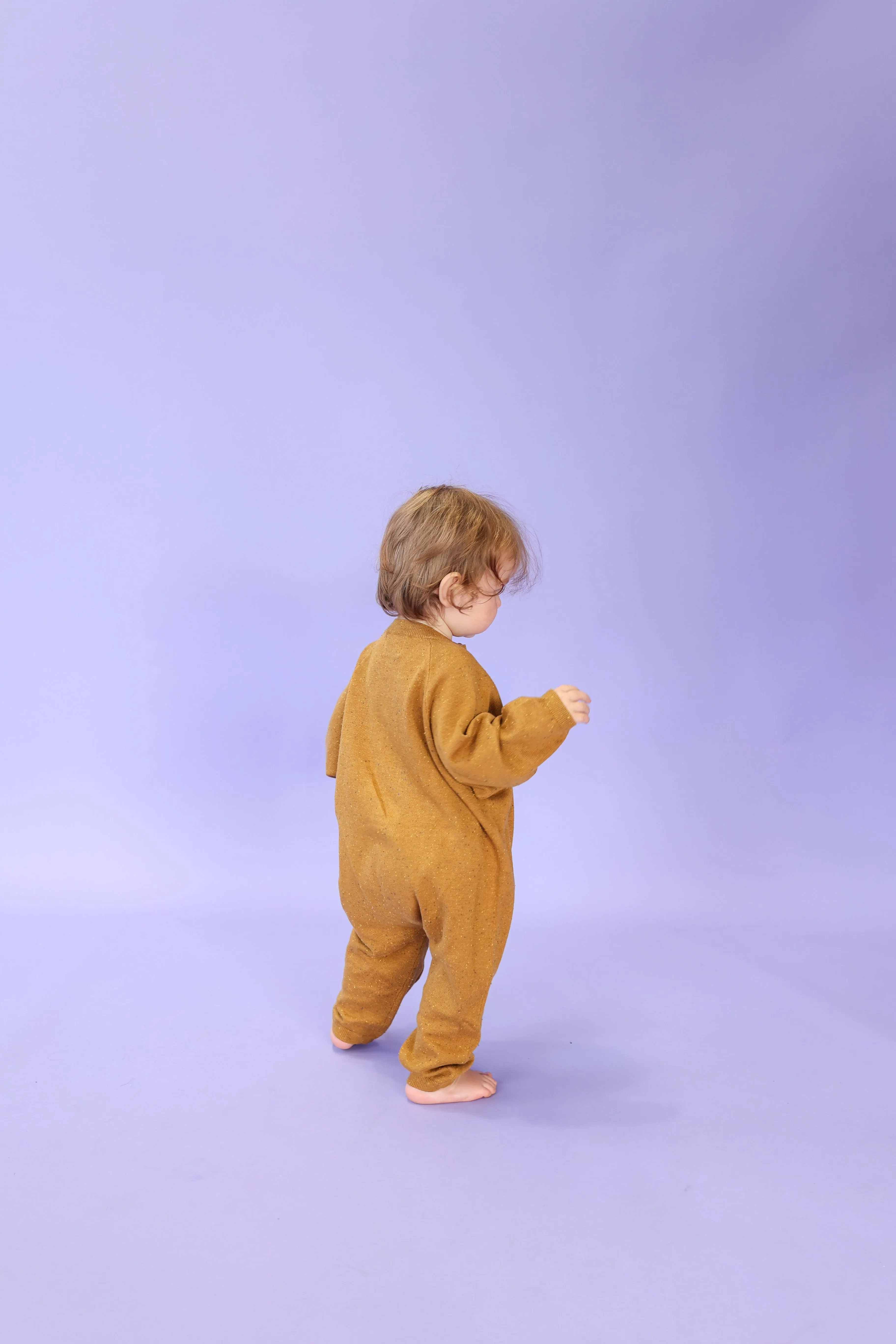 Grown Organic Essential Zip Starsuit - Golden Speckle