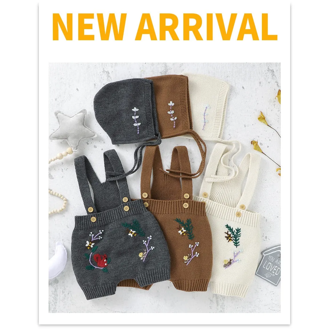 Knitted Jumpsuits with Bonnet