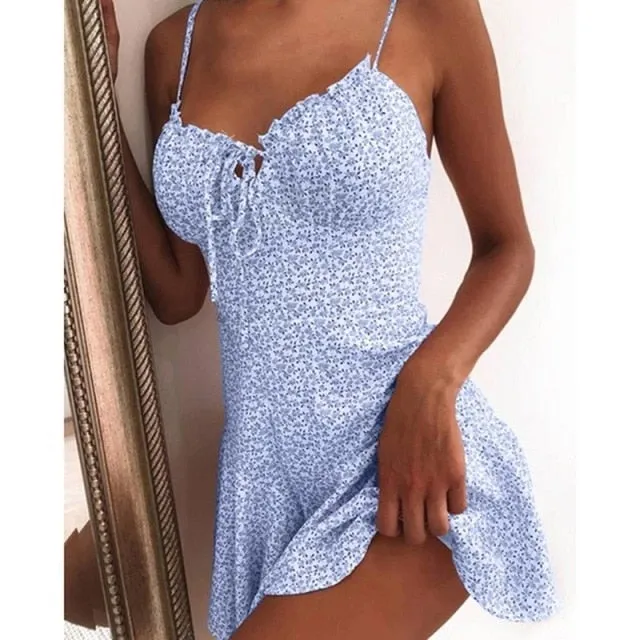 Leopard Print Sexy Ruffles Short Sleeve Dress