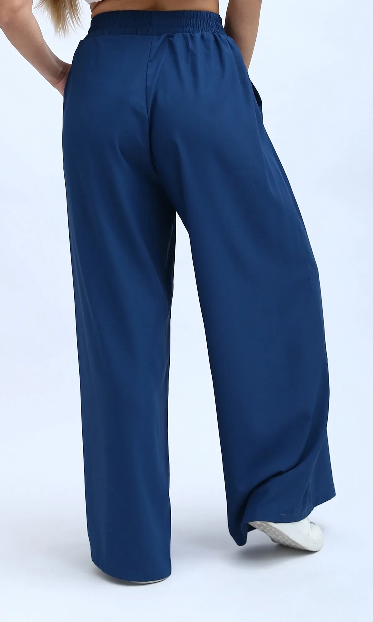 O193258 - Petrol Casual Wide Leg Pants With Two Pockets