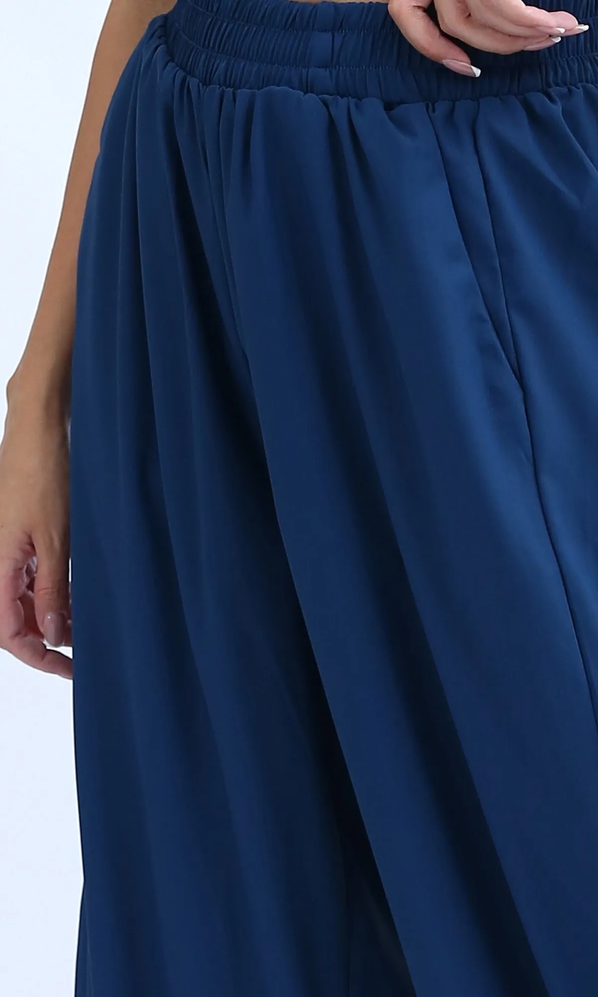 O193258 - Petrol Casual Wide Leg Pants With Two Pockets