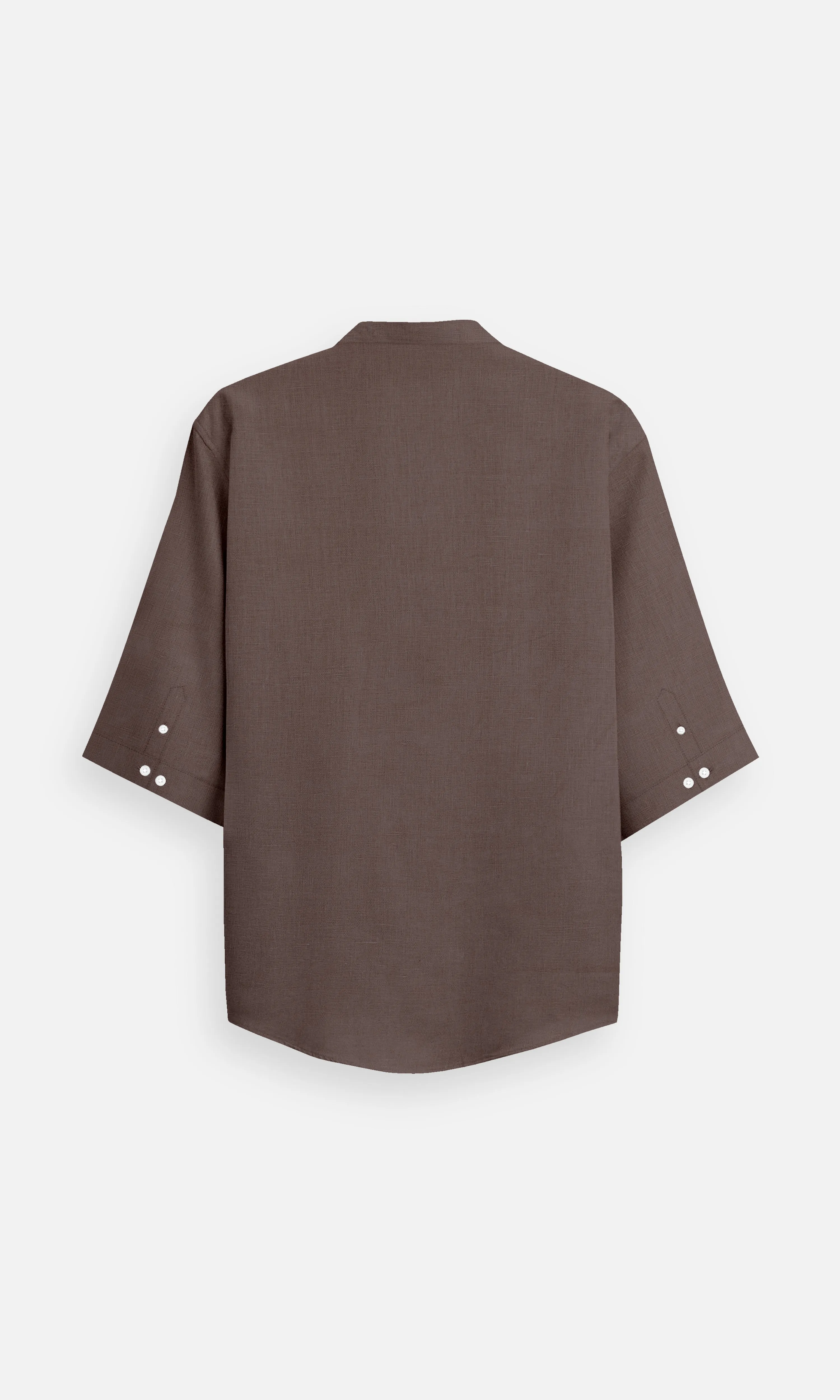 Rich Cocoa Colour Plain Formal Pure Linen Kurta Style Shirt - AddysForMen