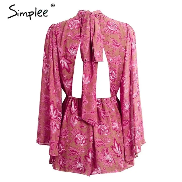 Simplee Backless lace up floral women