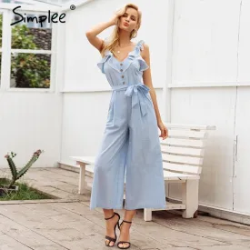 Simplee Ruffled cotton linen women