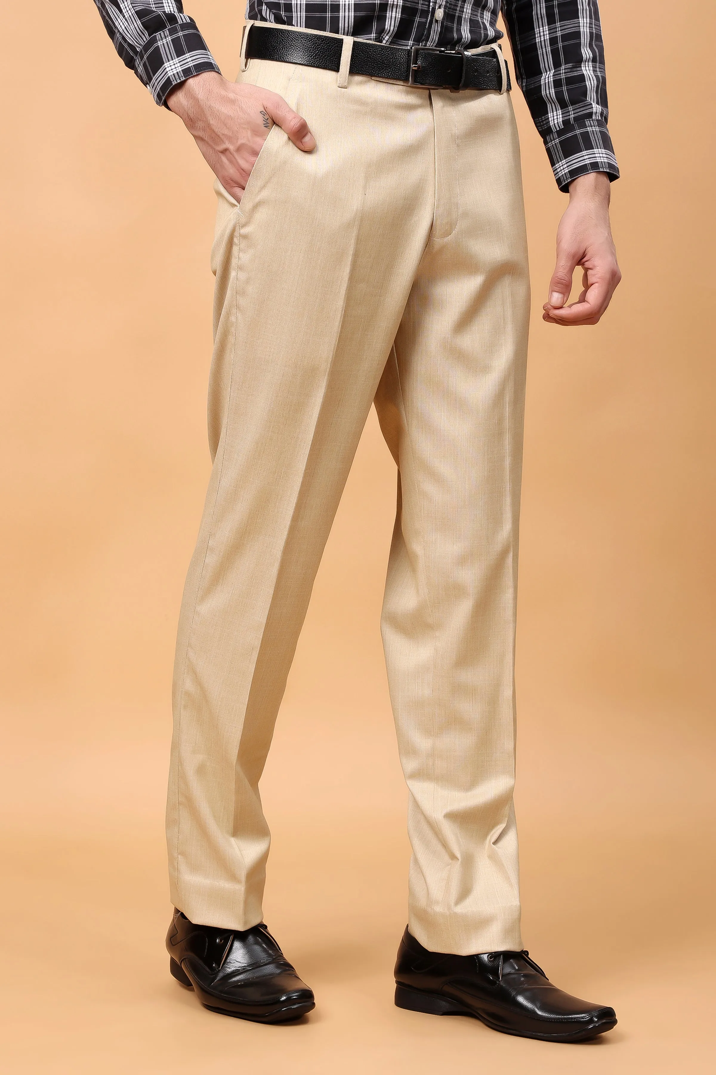 Soft Camel Linen Formal Trousers