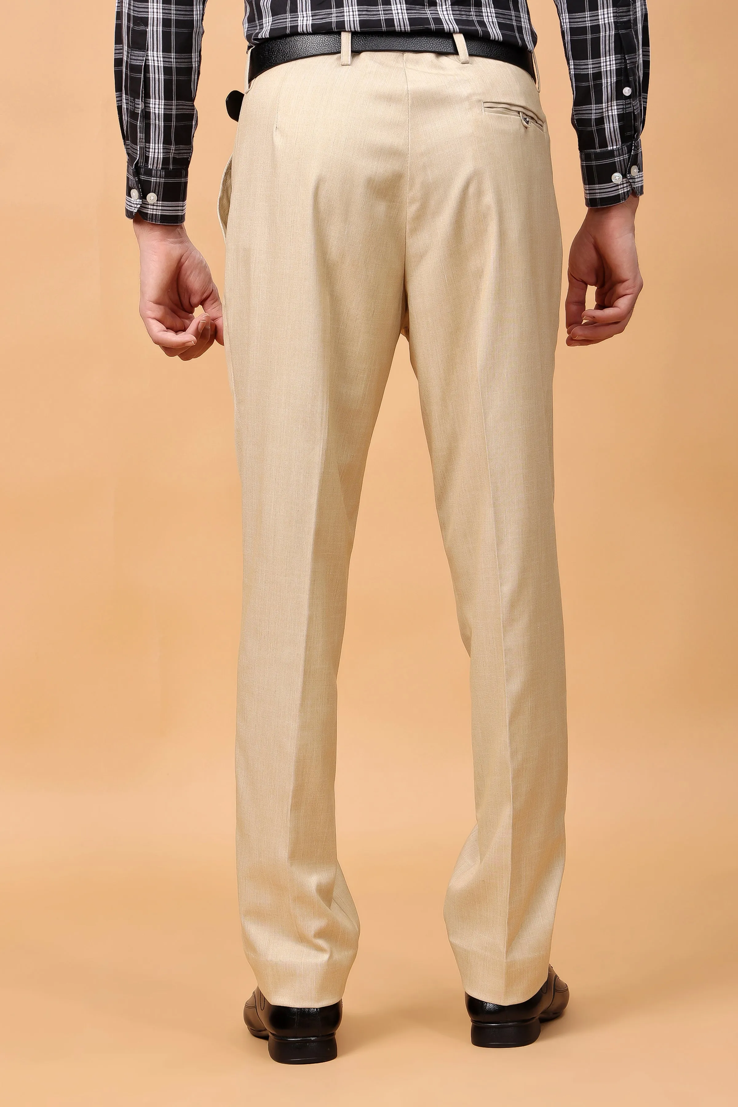 Soft Camel Linen Formal Trousers