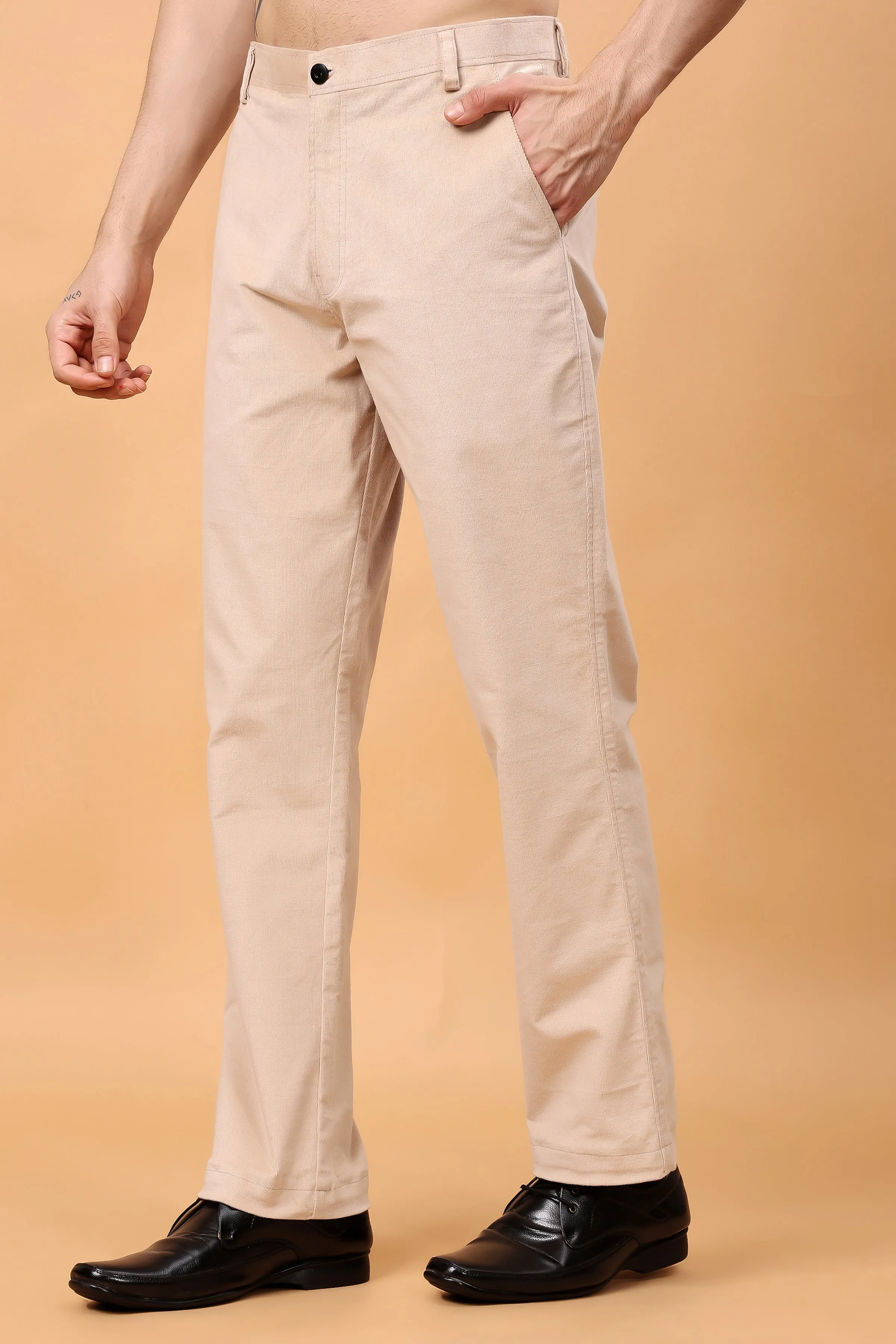Soft Craem Corduroy Formal Trousers