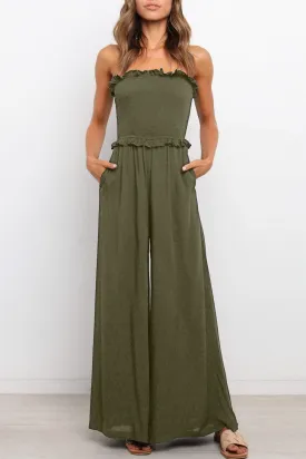 Strapless Shirred Bodice Jumpsuits