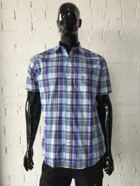 Van Heusen Mens Short Sleeve Shirt • Blue, Purple and Navy Plaid and Green, Blue and Black Plaid