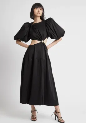 Vanades Cut Out Ring Midi Dress - Black